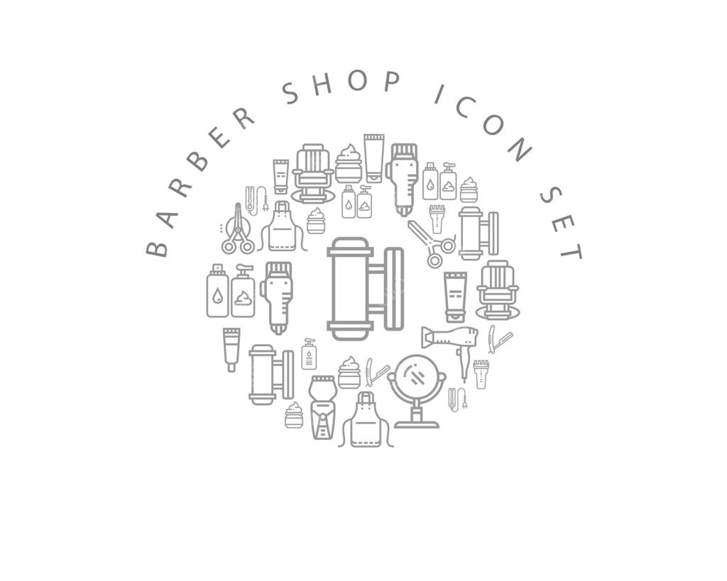 مجموعه آیکون‌های آرایشگاه روی پس‌زمینه سفید