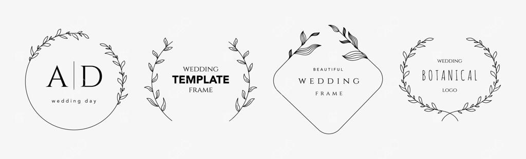 قاب‌های زیبا با تزئینات گل برای مراسم عروسی در صنعت زیبایی - وکتور ایلوستریشن