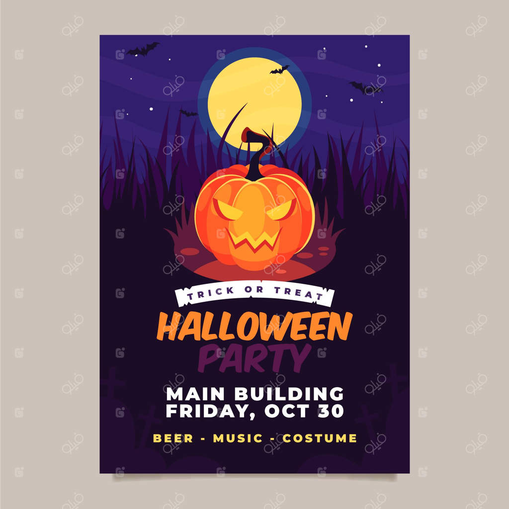 پوستر مهمانی هالووین با طراحی ساده