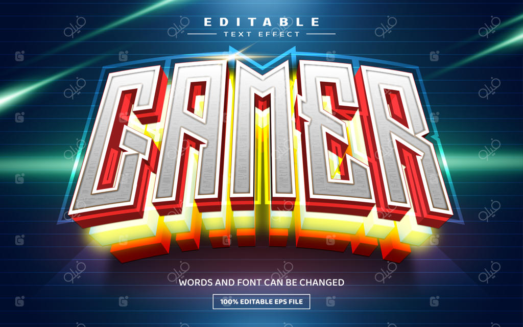 قالب افکت متن سه بعدی و قابل ویرایش گیمر