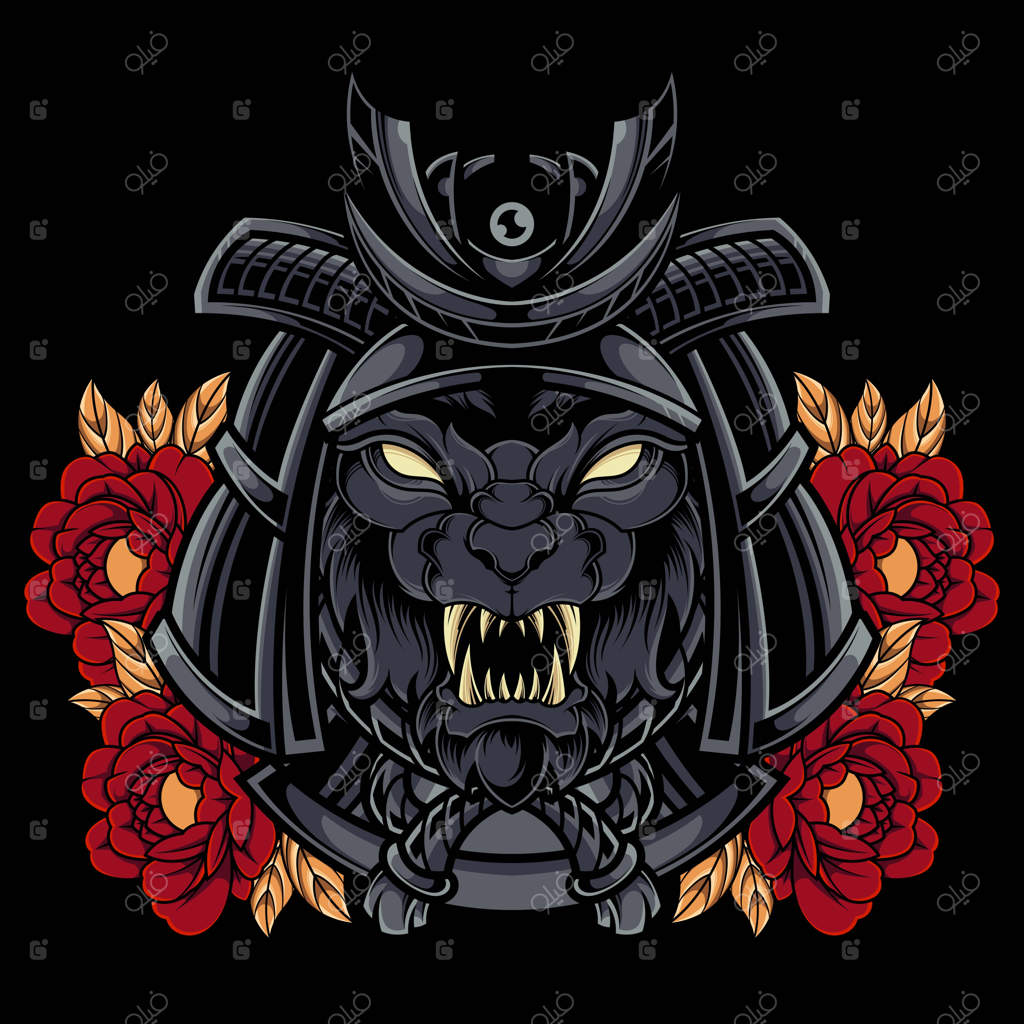 تصویر لوگوی رونین گرگ سامورایی ژاپنی