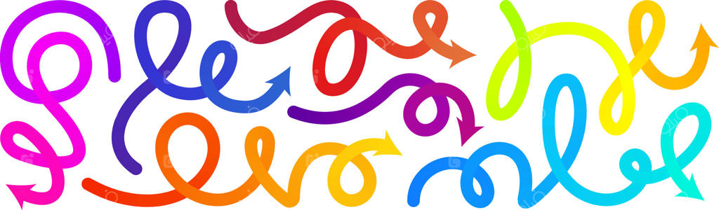 گرادیان پیکان، خطوط موج‌دار گرادیانی. نماد تغییر کرنوال خمیده. الگوی صعود و شکل‌گیری با قلم موی نقاشی. حرکات مارپیچ و رنگارنگ سه‌بعدی. چرخش‌های برجسته و مدرن با رنگ‌های انتزاعی.