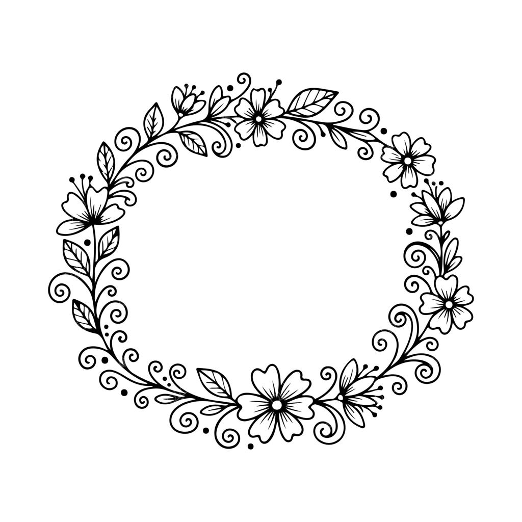 حلقه گل دستی با قاب تزئینی گل‌ها و برگ‌های زیبا