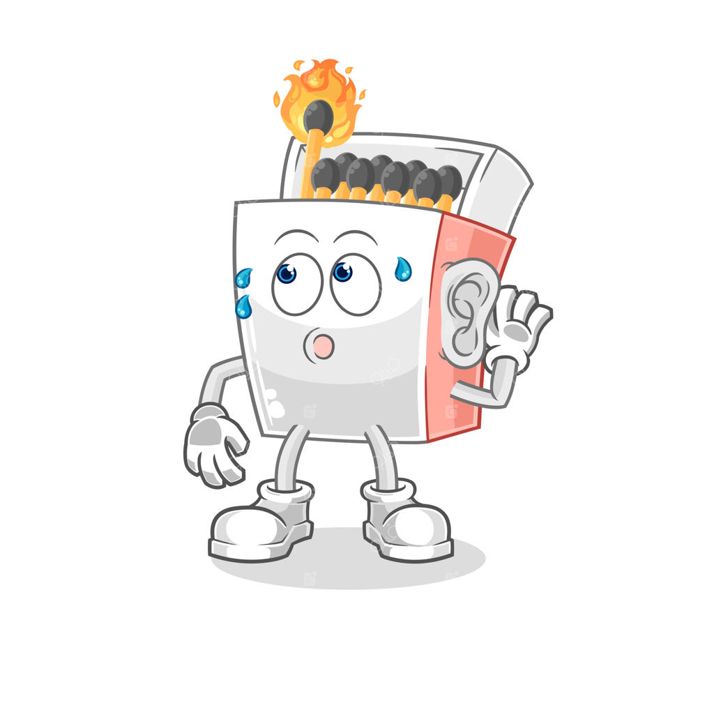 وکتور شخصیت کارتونی قوطی کبریت در حال فالگوش ایستادن