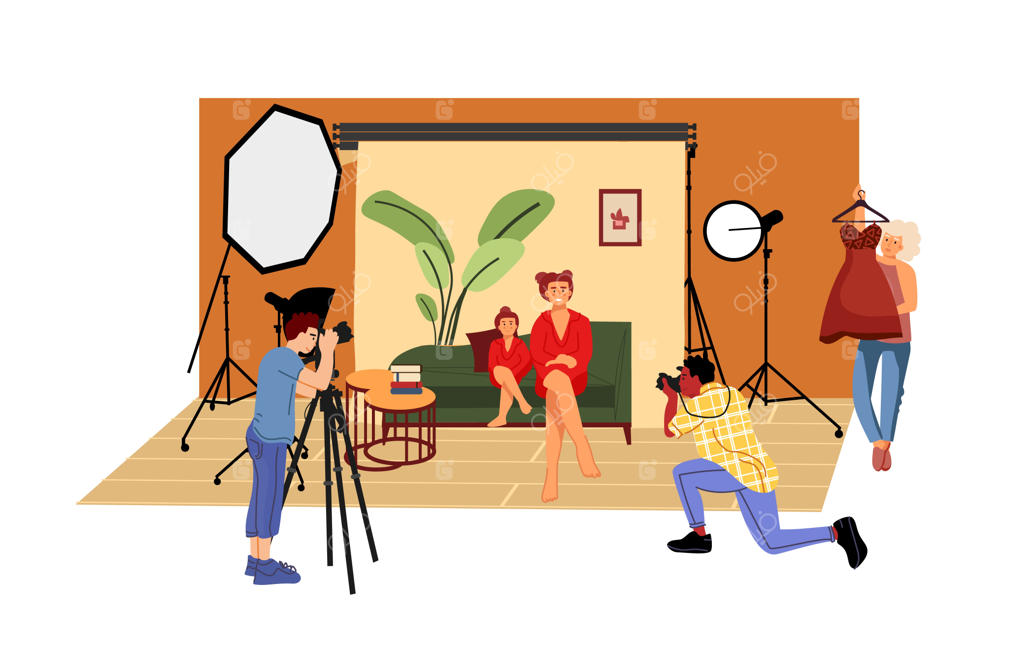 تصویرسازی استودیو عکاسی به سبک تخت