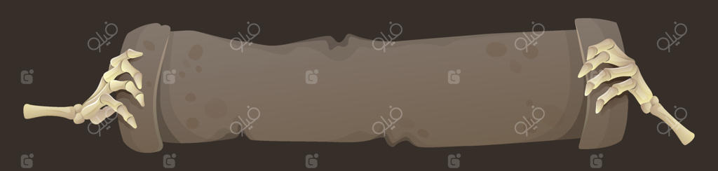 دستان اسکلتی در حال نگه‌داشتن طومار کاغذی؛ تصویرسازی وکتور