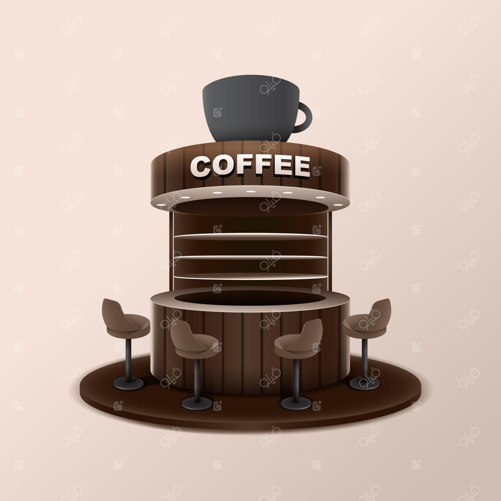 غرفه قهوه با فنجان بزرگ روی سقف