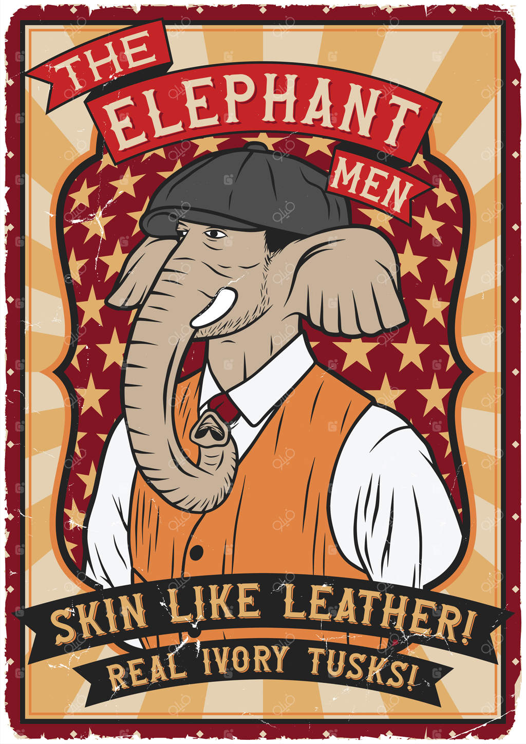 طراحی پوستر وینتیج با تصویر مردان فیل‌نما