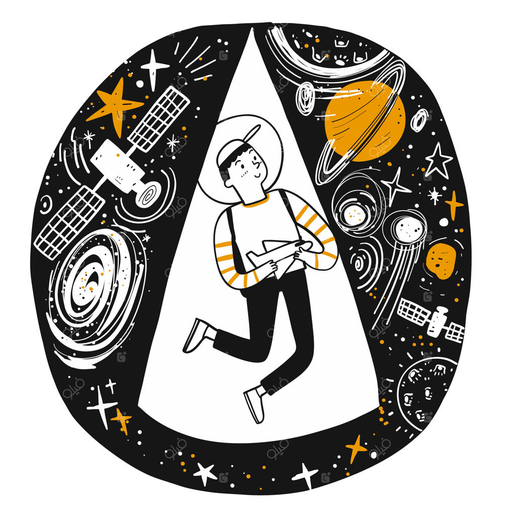 پسرکی که رویای ستاره‌ها و فضا را در سر دارد.