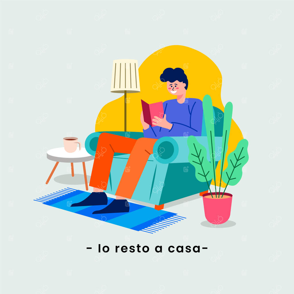 در قرنطینه خانگی می‌مانم و در اتاق نشیمن مطالعه می‌کنم