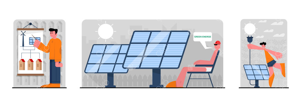 مجموعه وکتور مصرف انرژی پنل خورشیدی در خانه