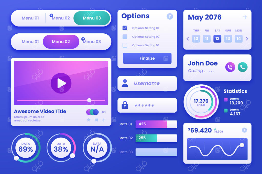 طراحی رابط و تجربه کاربری موبایل با سبک گرادینت
