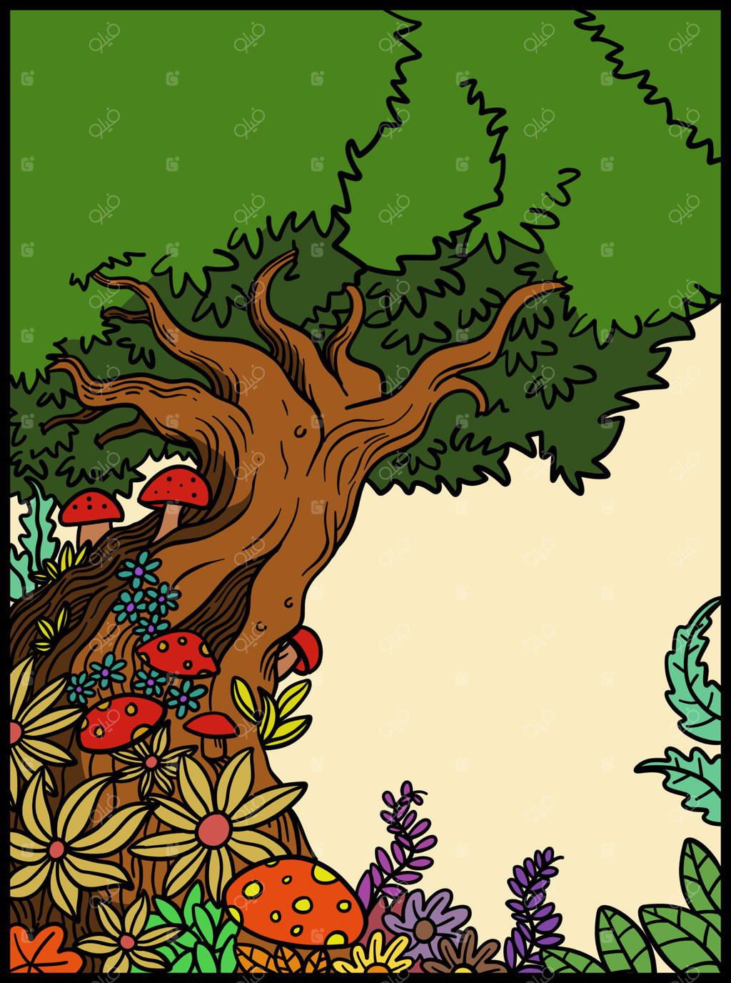 تصویرسازی باغ برای پس‌زمینه، طراحی، الگو، پوستر و غیره