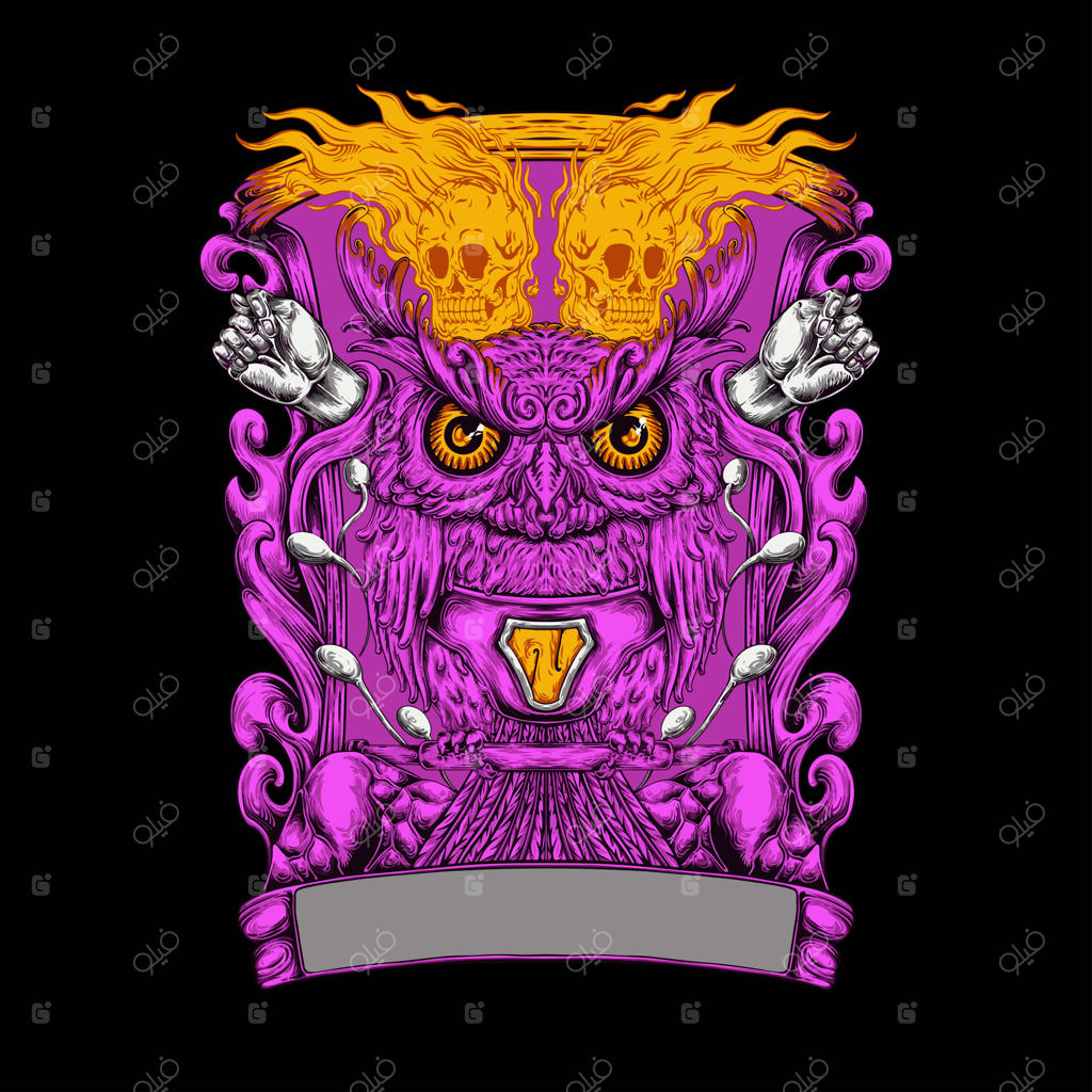 تصویر جغد صورتی و جمجمه