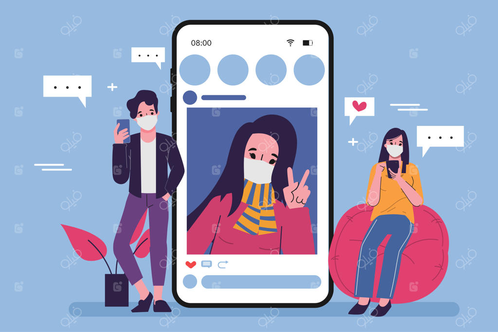 تصویر مفهومی استفاده مردم از تلفن برای شبکه‌های اجتماعی در سراسر جهان.