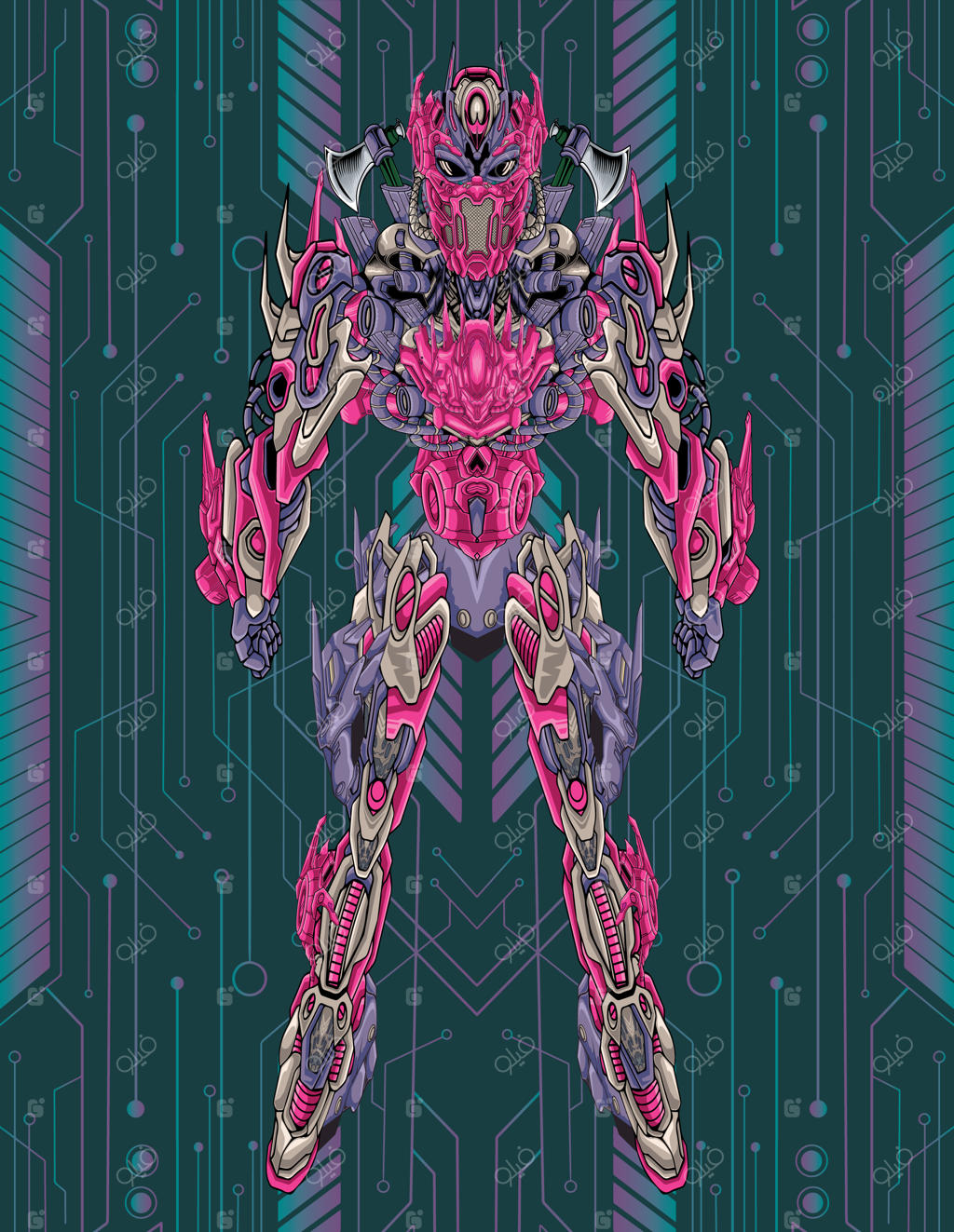 تصویر تمام‌قد ربات پیشرفته ژاپنی آینده‌نگر