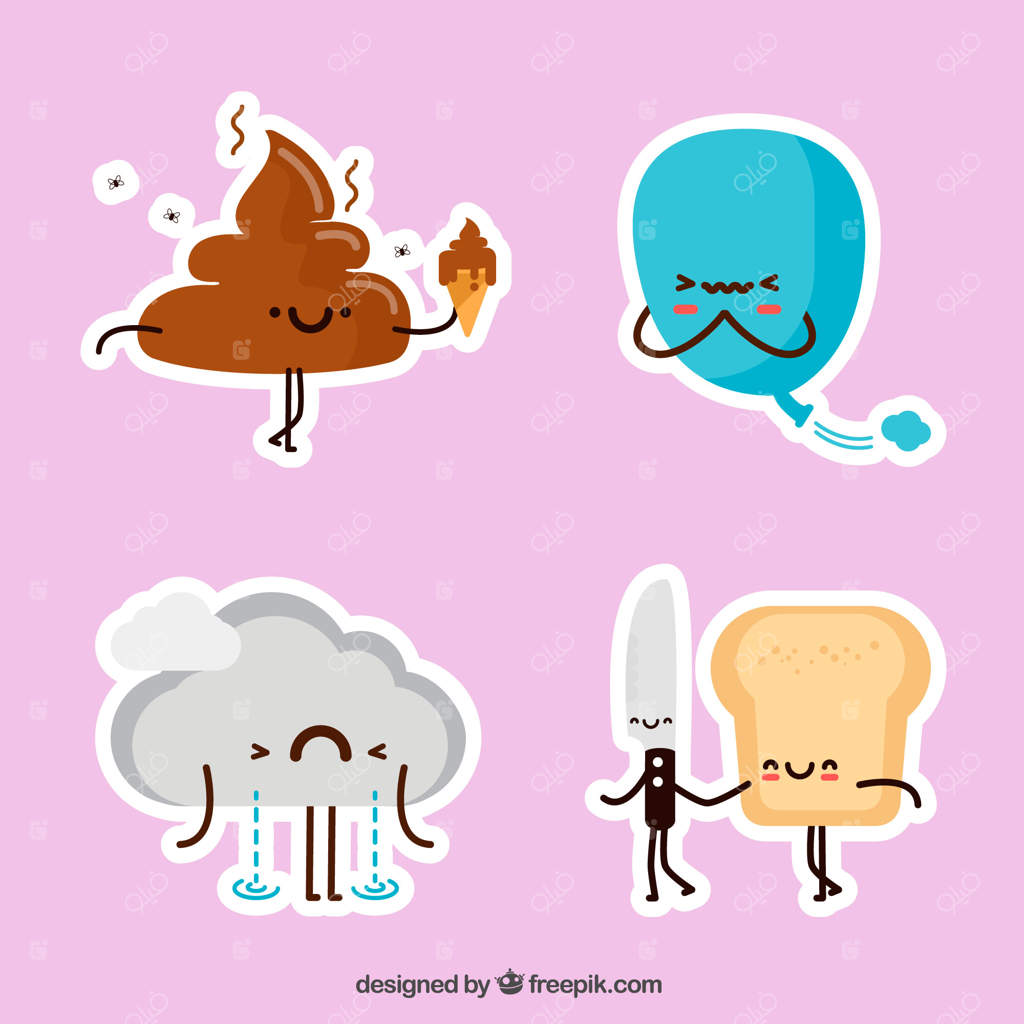 استیکرهای رنگارنگ با عناصر بامزه