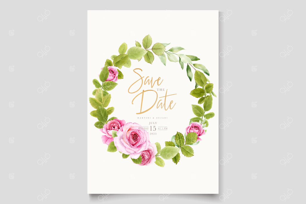 قالب کارت دعوت با گل‌های رز زیبا