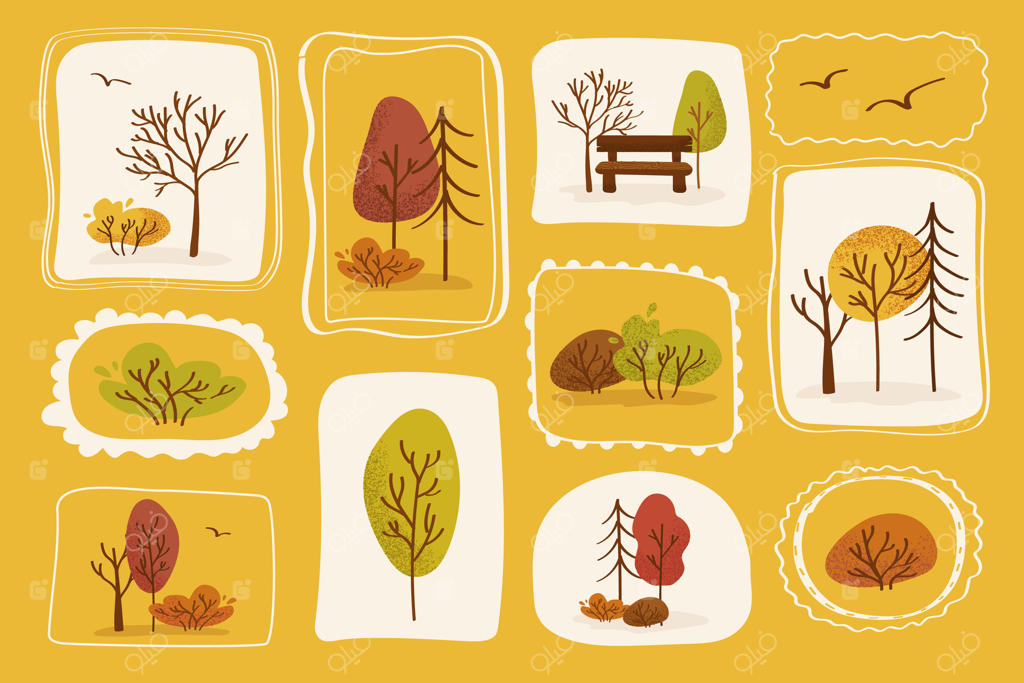 هنر جنگل پاییزی زنده: تصویرسازی دیجیتال درختان و طبیعت