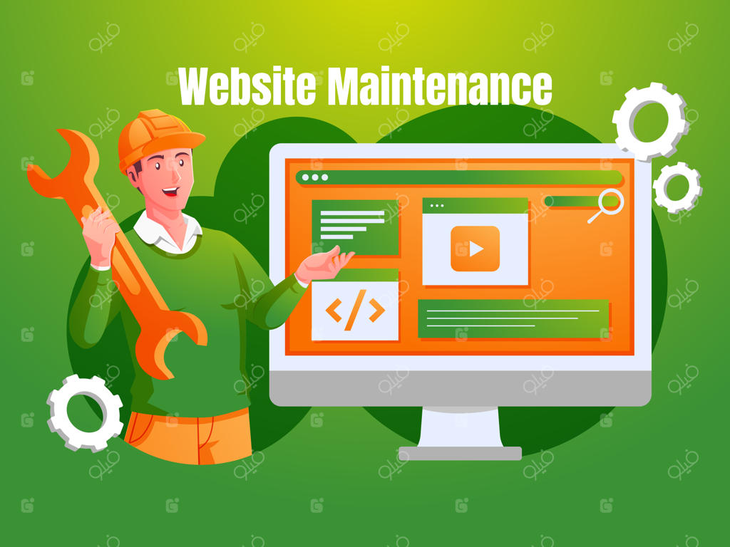 مفهوم سایت در حال ساخت: تیمی از توسعه‌دهندگان در حال به‌روزرسانی سرور و رفع اشکال سیستم وب هستند