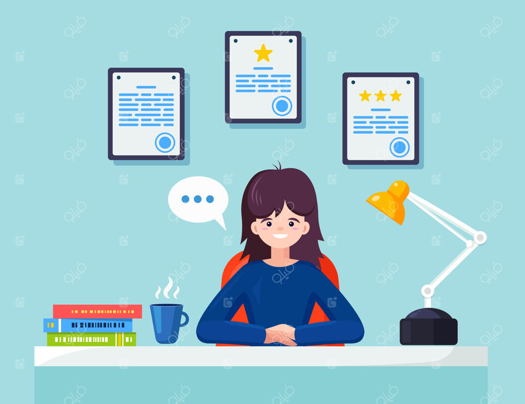 زن بازرگان در حال کار پشت میز