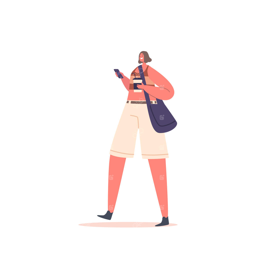 زن جوان با فنجان قهوه و گوشی هوشمند در دست‌ها - نوشیدنی دلپذیر برای صبحی تازه و مدرن