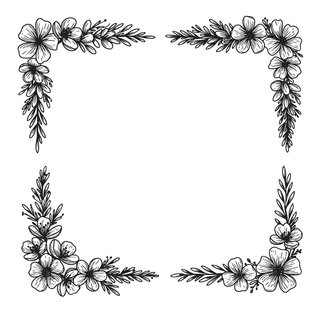 طرح قاب گلدار شیک با گل‌ها و عناصر گیاهی دست‌کشیده