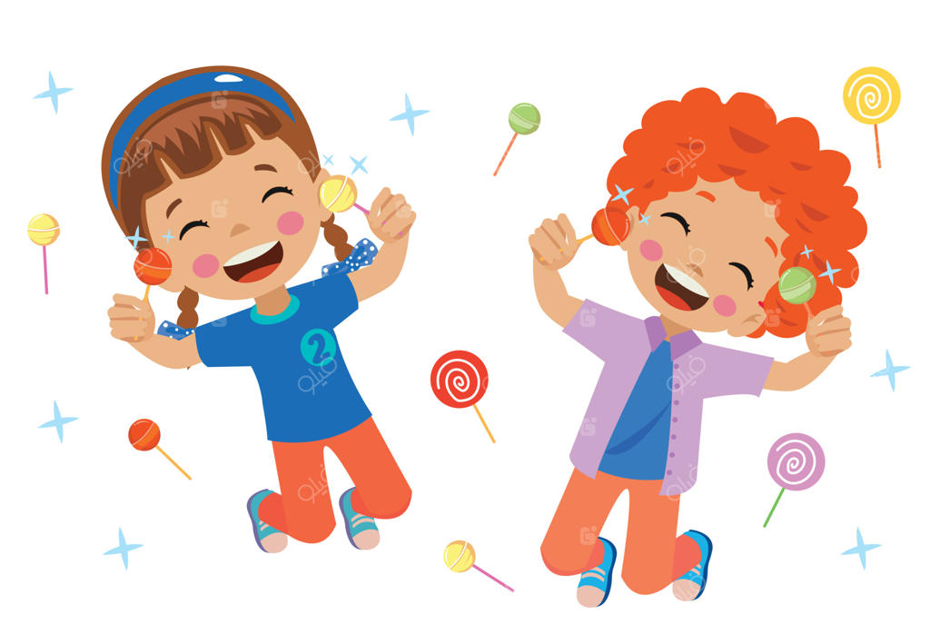 دختر خنده‌دار با آب‌نبات چوبی - کارتون بامزه دختر بچه با آب‌نبات شیرین