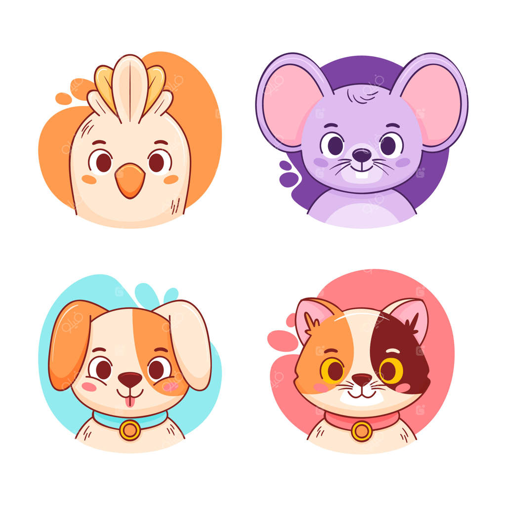 مجموعه عناصر آواتار حیوانات دست‌کشیده