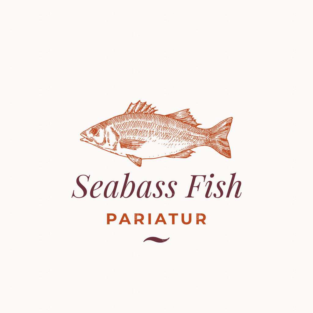 طرح یا پترن نمادین ماهی سی باس، نشانه یا لوگو.