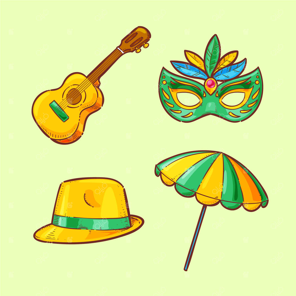 مجموعه عناصر دست‌کشیده‌ی کارناوال برزیلی