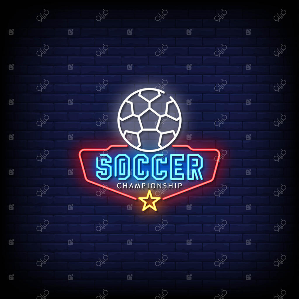 متن به سبک تابلوهای نئونی مسابقات قهرمانی فوتبال