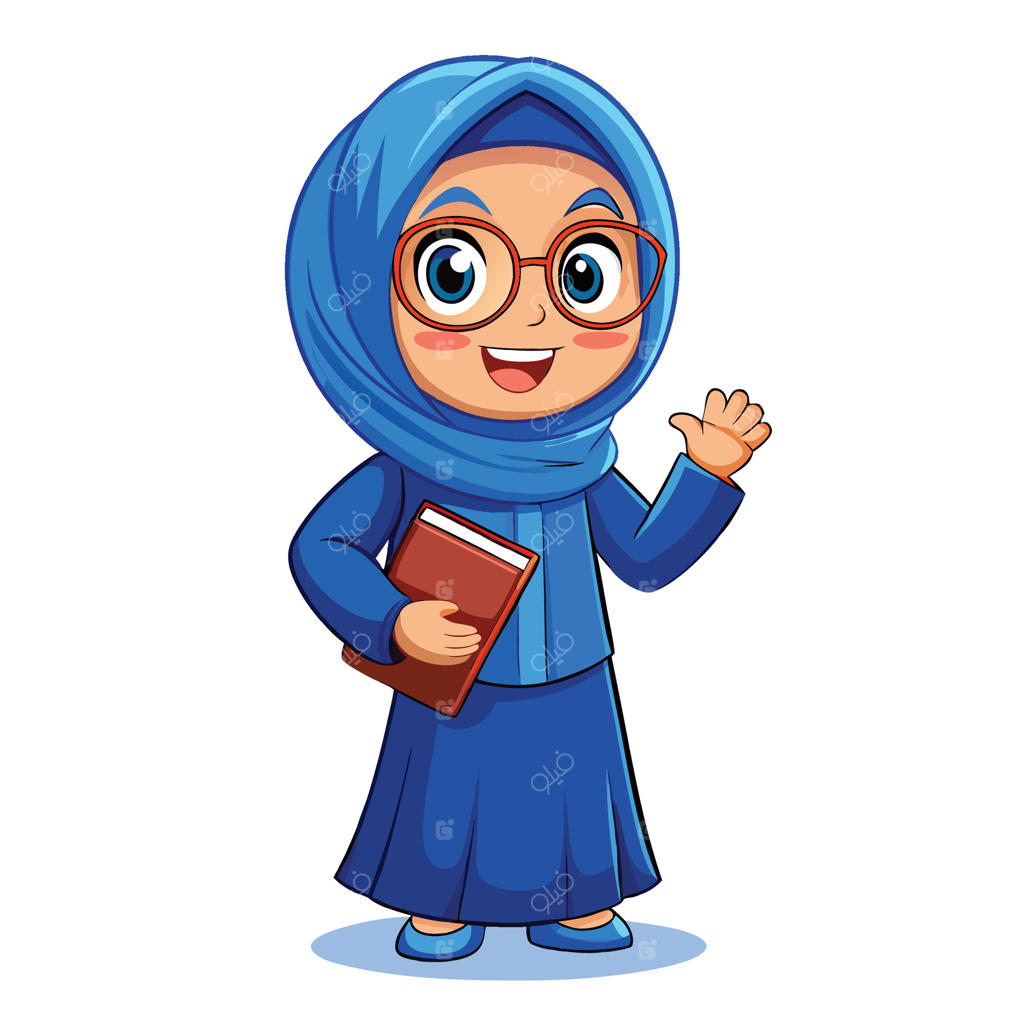 دختر مسلمان با حجاب و عینک و کتاب در دست