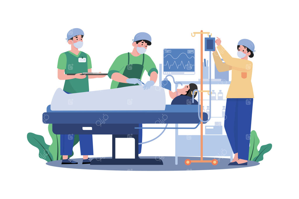 پزشکان در حال جراحی بیمار