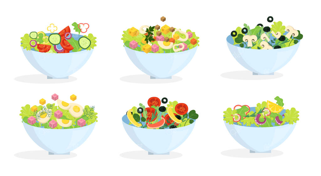 ست سالاد ارگانیک تازه. شام سالم با ترکیب سبزیجات