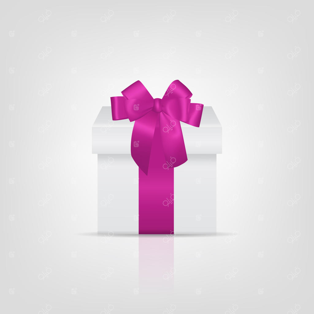 جعبه هدیه سفید همراه با روبان و پاپیون آبی