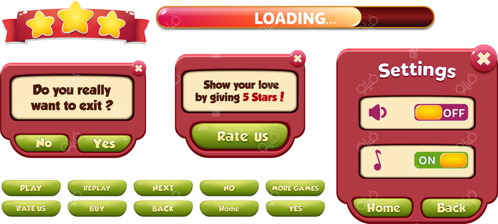 منوی توقف بازی با موسیقی و دکمه‌ها - رابط کاربری کامل