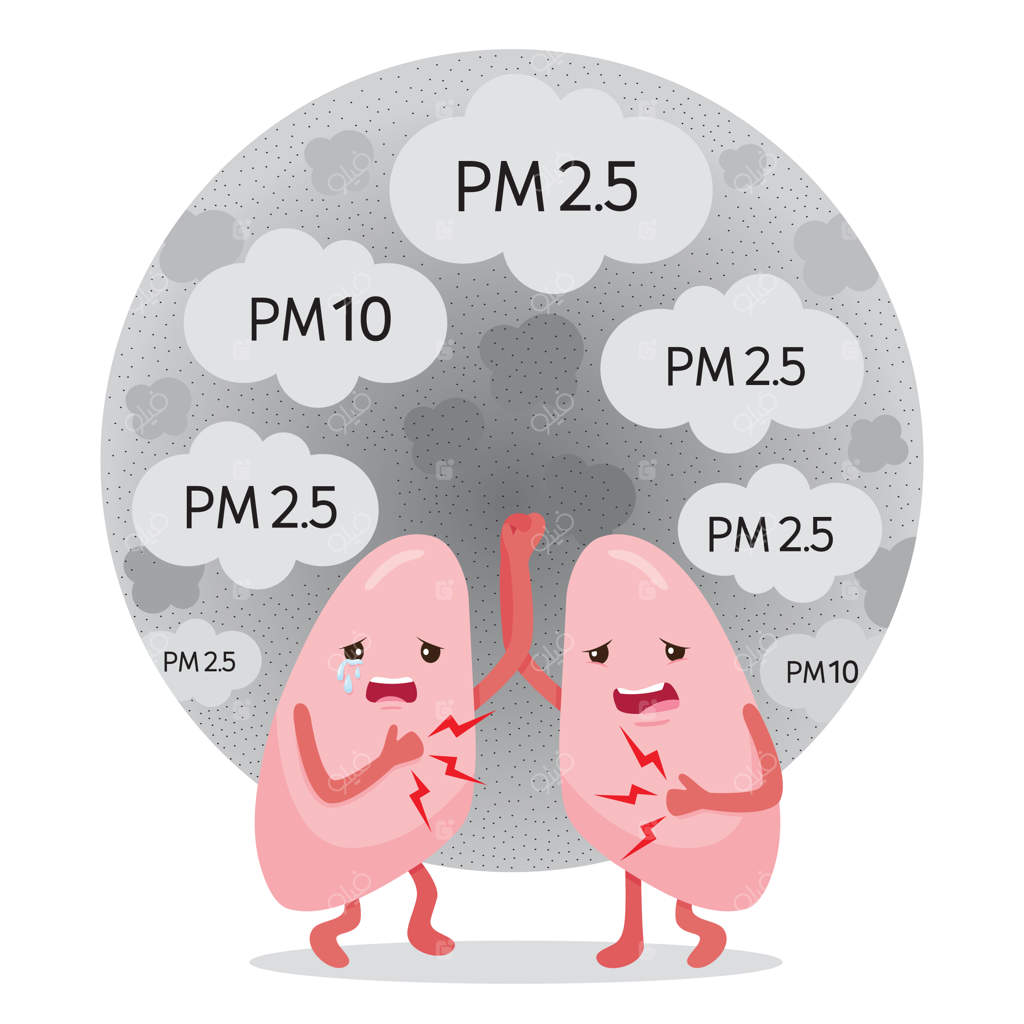 ریه‌ها بیمار از گرد و غبار، دود و آلودگی هوا