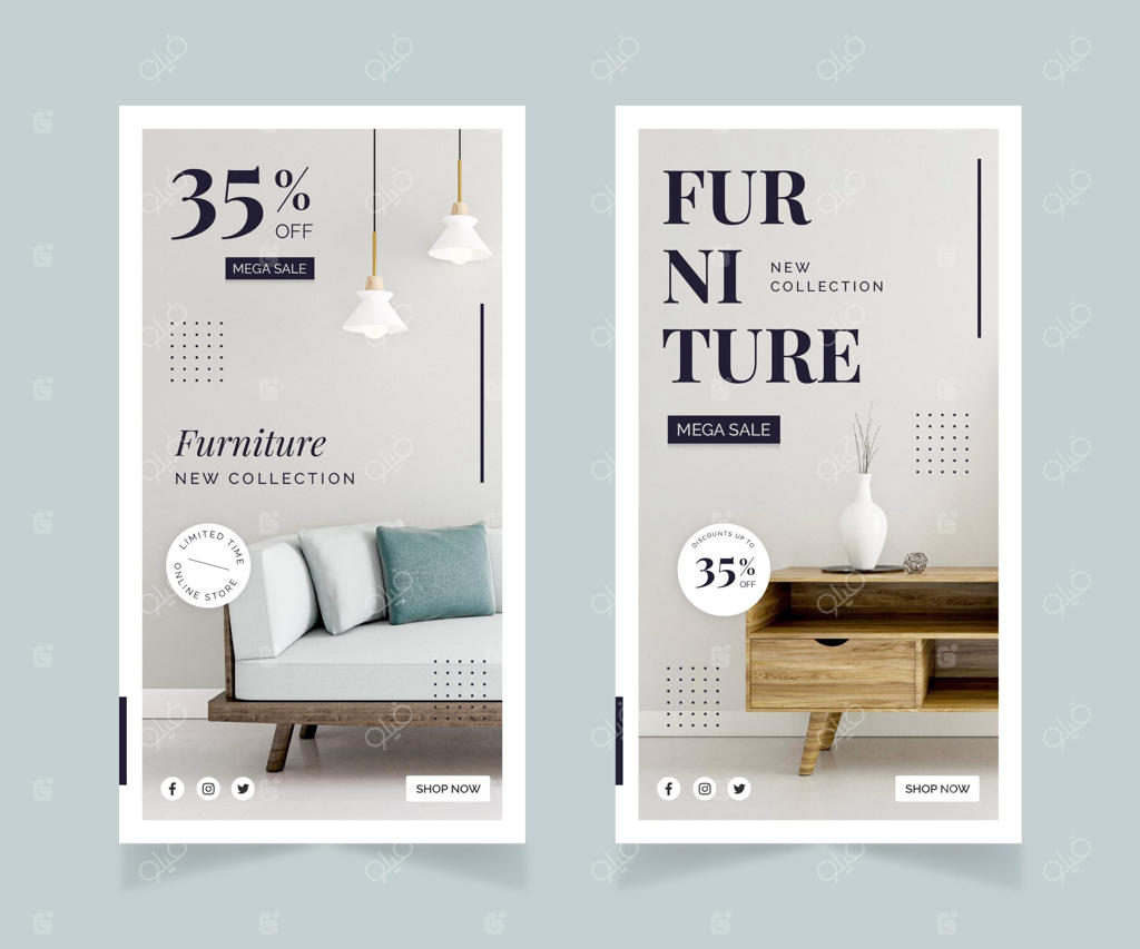 مجموعه بنرهای فروش مبلمان همراه با تصاویر