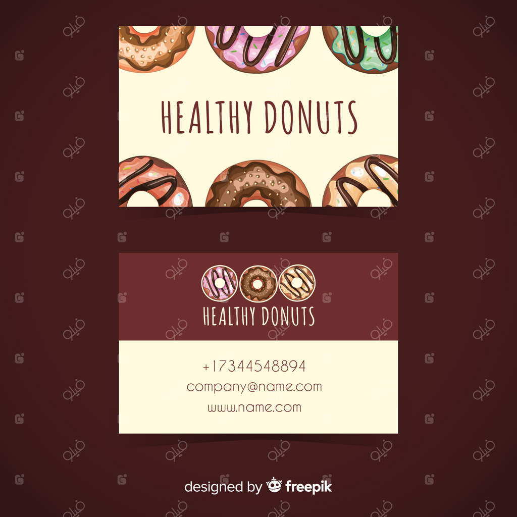 قالب کارت ویزیت دونات آبرنگی