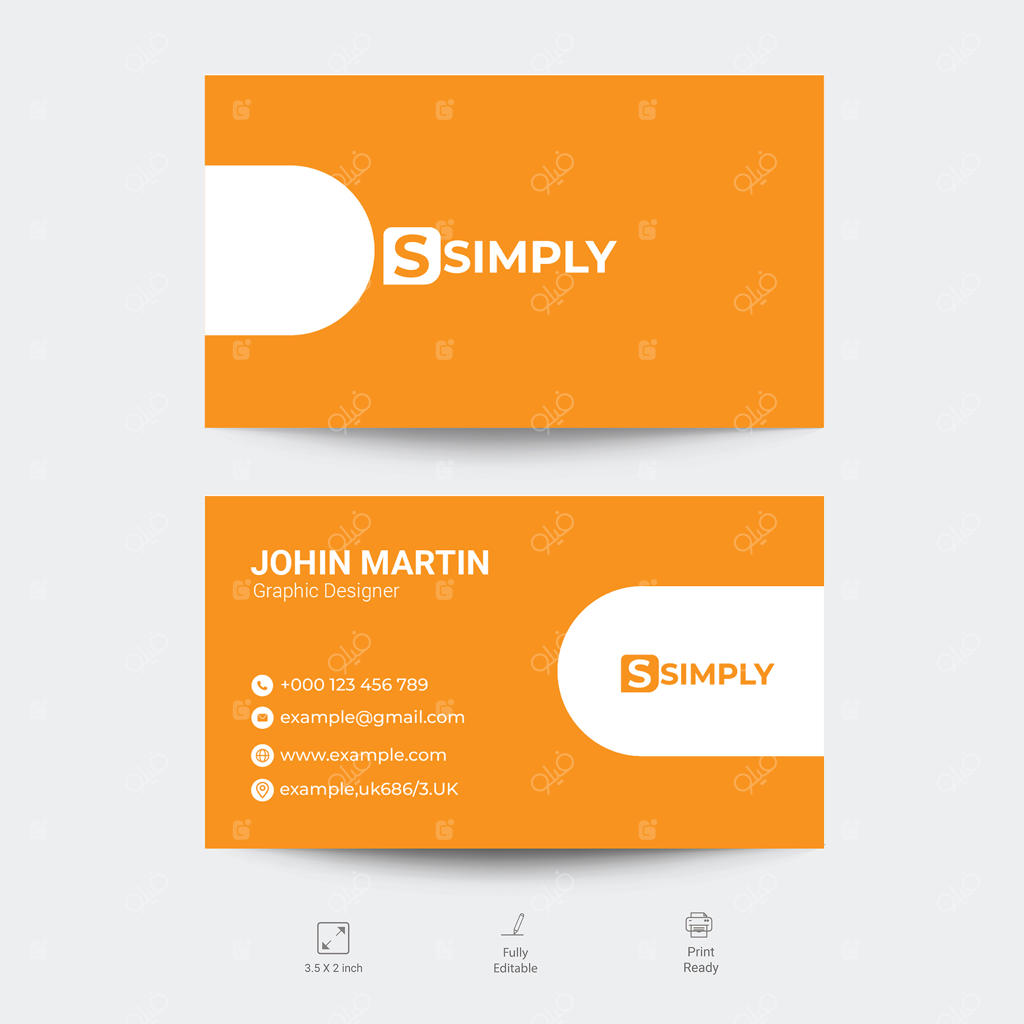 کارت ویزیت خلاقانه، مدرن و حرفه‌ای با طرح انتزاعی نارنجی