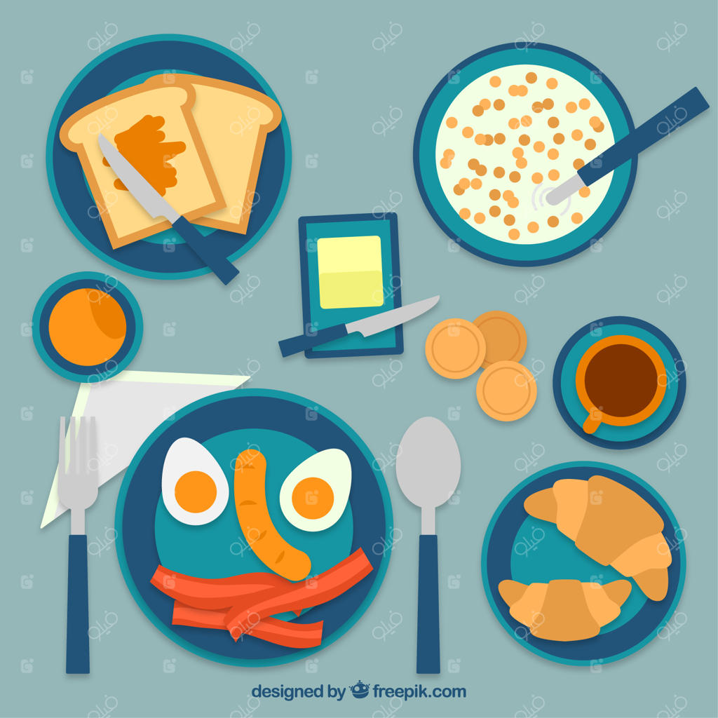 صبحانه متنوع روی میز