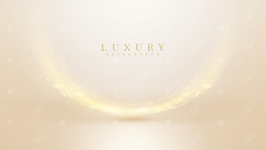 افکت‌های نور منحنی طلایی در پس‌زمینه صحنه. عناصر درخشان. سبک سه‌بعدی لوکس.
