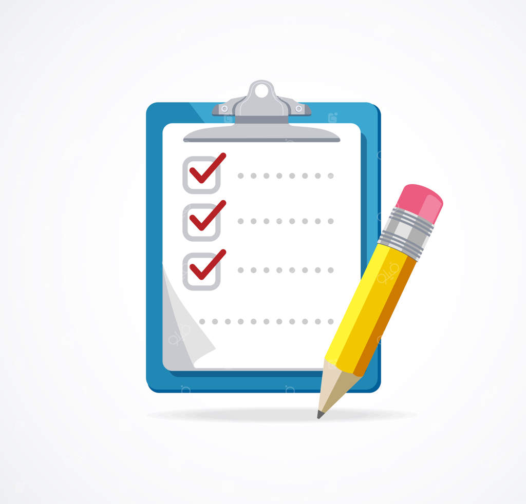 فهرست کارها به همراه مداد روی زمینه سفید.