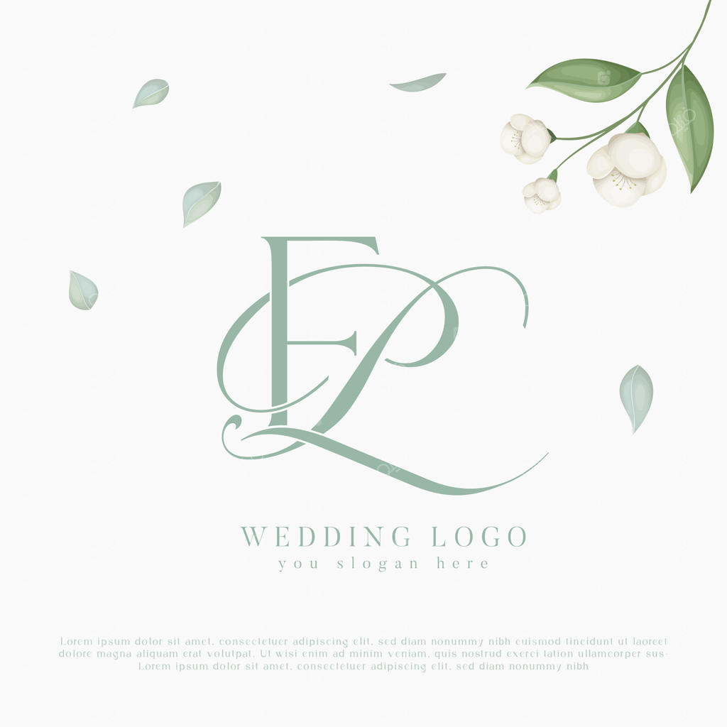 قالب طراحی لوگوی مونوگرام عروسی با حروف Pe و Ep