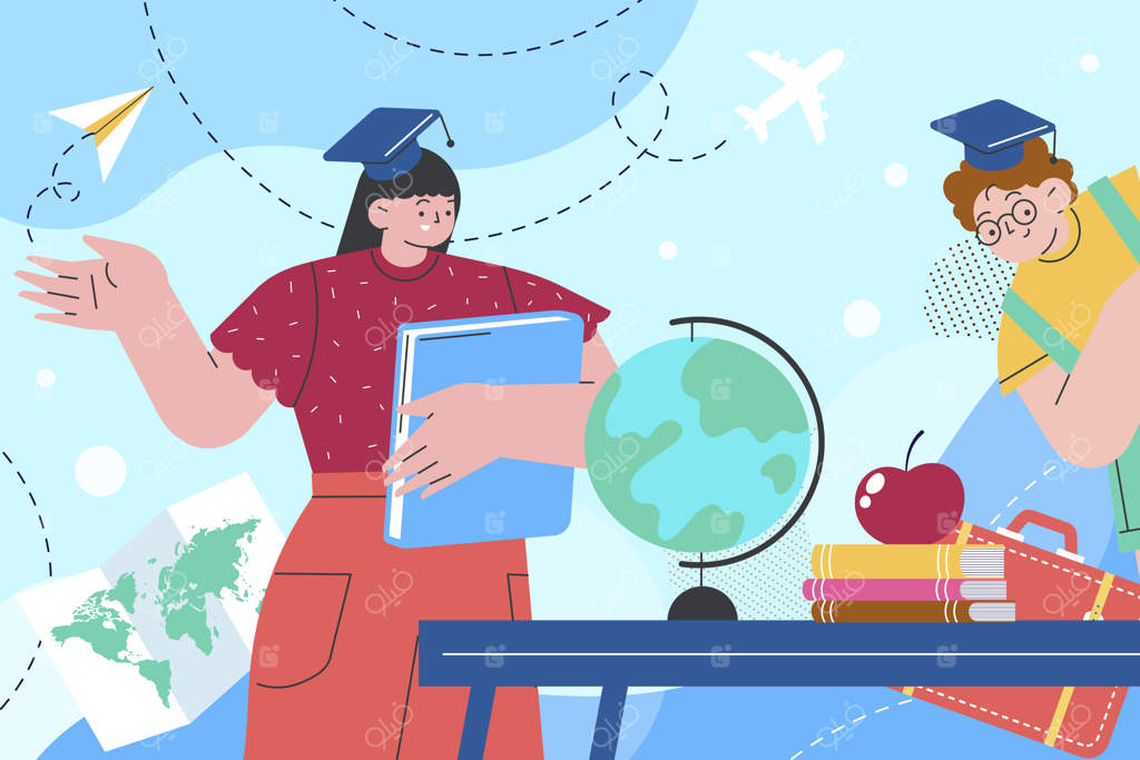 تصویرسازی تحصیل در خارج با طراحی فلت