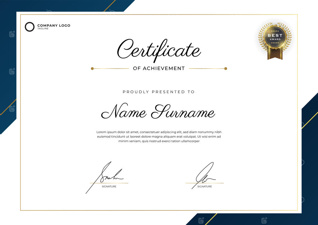 قالب مدرن گواهینامه دستاورد با طراحی گرادینت