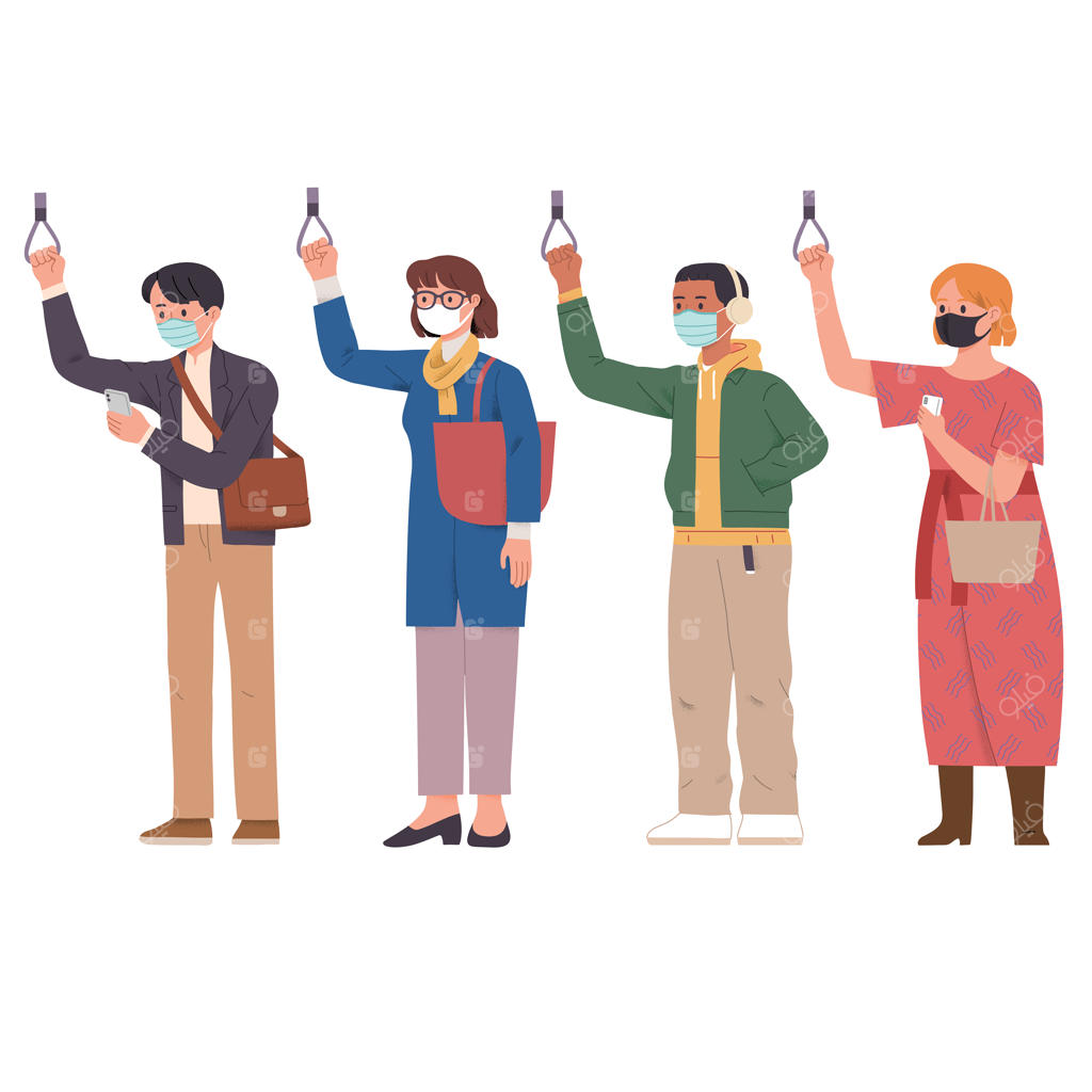 جمعیت مسافران در قطار با ماسک بر صورت