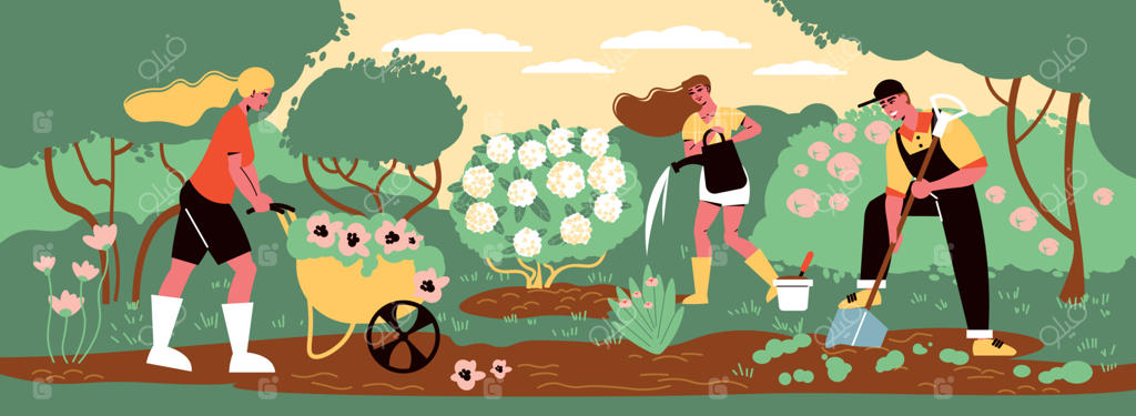 ترکیب کاری در فضای سبز باغچه