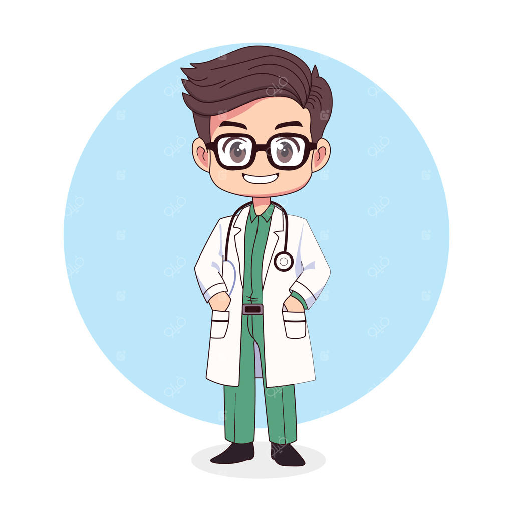 تصویرسازی وکتور کاراکتر دکتر کارتونی بامزه به سبک فلت